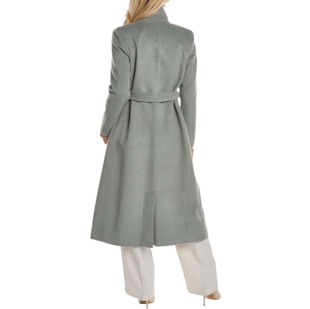 Kenneth Cole Sage Green Belted Wool Blend Long Walking Trench Coat Size 14 New - Picture 7 of 11